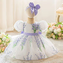 Toddler Flower Baptism Baby Girls Dress Elegant Bow Birthday Princess Baby Dress Wedding Bridesmaids