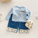 Spring Girls Denim Jeans Lace Trim Casual Pants for Babies & Toddlers