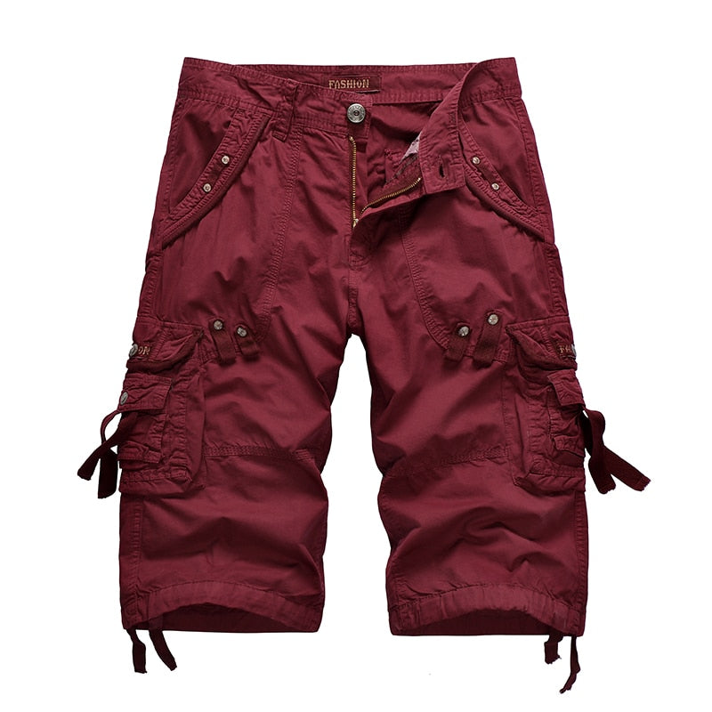 Summer Cargo Shorts Men Casual Workout Military Army Men Shorts Multi-pockets Calf-length Short Homme Men Clothing
