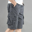 Summer Cargo Shorts Men Cotton Casual Shorts Classic Outdoor Solid Knee Length Pants Straight