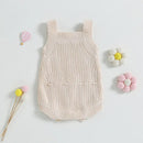 Newborn Baby Girl Boy Fall Sweater Romper Casual Sleeveless Square Neck Solid Color Knit Bodysuit Jumpsuit Infant Outfit