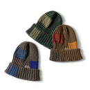 Two-tone Cotton Hemp Men and Women Splice Patch Matching Knitted Wool Hat