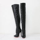 Retro Round Toe Mid Thigh High Boots Women High Heel Long Boot Rear Zipper Custom Thick Thighs