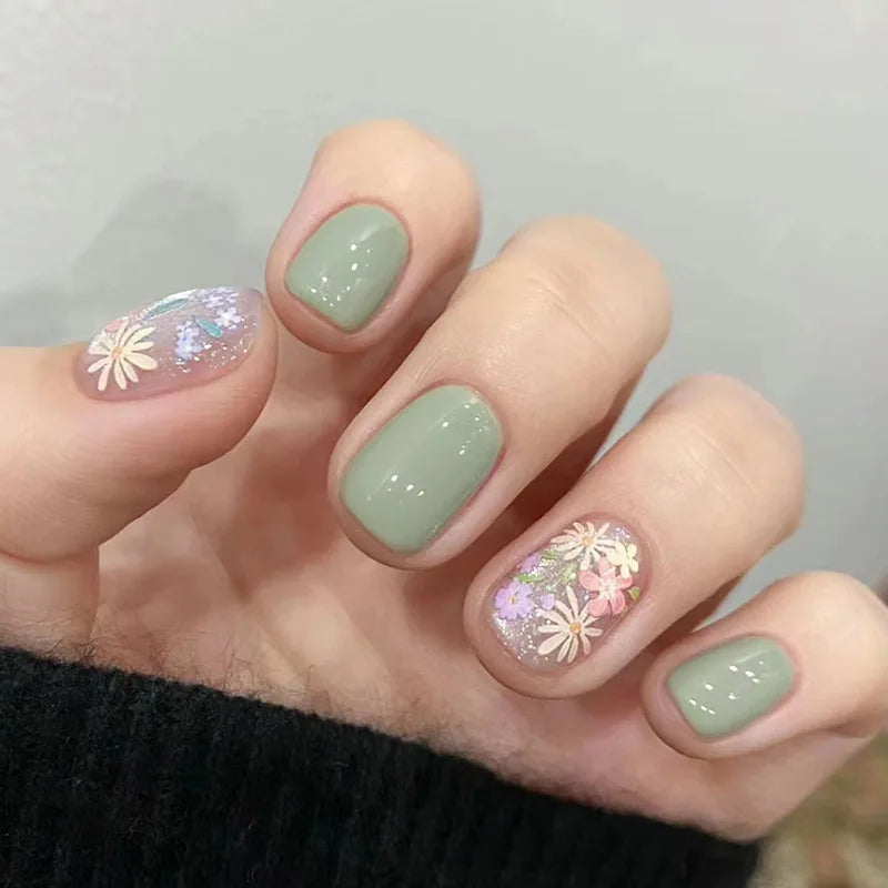 Gradient Nails Almond Press on Nails Full Cover Wearable False Nails Tips for Women DIY