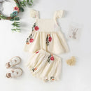 Children's cream-colored dress with floral patterns on a white background, Obroi