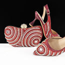 Women Silver Shoes and Bag Set Rhinestone Handbag Italian Design Wedding