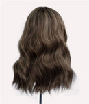 Dark Brown Blonde Highlighted Short Curly Wig Fibers Natural Hair Lace Front Wig for Daily