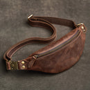 Retro Leather Genuine Leather Retro Waist Bag Multifunctional Crossbody Bag Outdoor Chest Bag