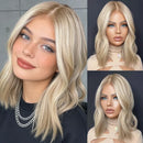Wig Golden Blonde with Natural Roots Women Wigs Hair Transparent Cosplay Daily