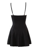 Women Bow Lace Up Sling Sexy Dress Vintage Solid Ladies Short Summer Dress Romantic Female