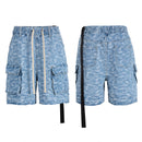 Summer Denim shorts for Men and Women Wide Leg Baggy Drawstring Cargo Short