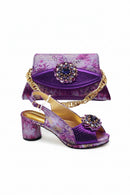 Latest Purple Shoe and Bag Set for Women Shoe and Bags Set for Party Elegant Wedding Shoes Bride