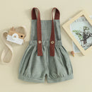 Baby Boys Overalls Sleeveless Patchwork Straps Shortall Summer Backless Toddler Romper Infant Jumpsuit
