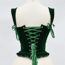 Women Velvet Corset Bustier Over Bust Lace Up Boned Shaping Tops