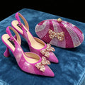 Elegant Inspired Rhinestone High Heels Mini Oval Bag Women's Shoes for Special Occasions