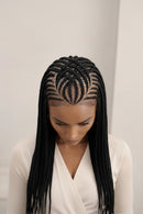36" Box Braided Wig Artistic Tribal Cornrow wigs Pattern Long Knotless Braids Wig Full Lace Braiding Hair for Women