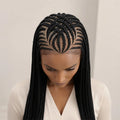 36" Box Braided Wig Artistic Tribal Cornrow wigs Pattern Long Knotless Braids Wig Full Lace Braiding Hair for Women