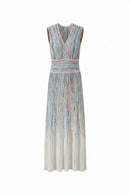 Women's Casual Dresses Summer Elegant Sleeveless Striped Midi Knitted Holiday Party Dress Female