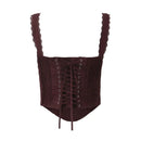 Women Lace Patchwork Crop Top Vintage Summer Streetwear Tops