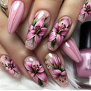 24pcs Glossy Roses Press on Nails Ballerina Acrylic False Nails Valentine Wearable Manicure Nail Tips