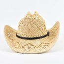 Western Style Straw Hat Summer Hollowing Out Travel Beach Sun Hat Jazz Hat