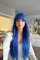 Black Pearl Long Straight Human Hair Wigs With Bangs For Women Hair Wigs