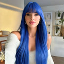 Black Pearl Long Straight Human Hair Wigs With Bangs For Women Hair Wigs