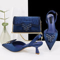 Slingback Shoes With Long Chain Shoulder Strap Bag Set Commuting Shoes & Bag