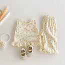 Girls Floral Set Summer Baby Sleeveless Top Children's Casual Pants Two-piece Set