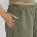 Linen Women's Chic Straight Pants Summer Flowing Casual Loose Wide-Leg Pants Woman Trousers