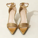 Luxury Woman Sandals Pumps Dress Shoe Female Concise Hollow Ankle Strap Narrow Band Heels for Ladies