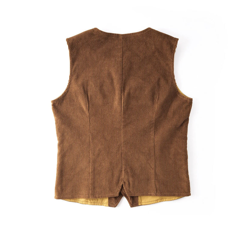 Brown corduroy waistcoat on a white background