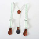 Suspenders with floral pattern and leather straps on a white background, Obroi