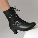 Women Victorian Ankle Boots British Shoes Buckle Ladies High Heels Female Boot