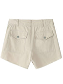 Women Beige High Waist Multi Pocket Tassel Short Denim Pants Summer Ladies Casual Female Knitted Shorts