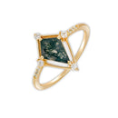 Natural Gemstone Green Moss Agate Ring For Women 925 Sterling Silver Gold Plated Jewelry Gift