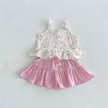 6M-5T Summer Girls Clothing Set Floral Camisole And Ruffle Shorts 2 Pcs Suit Kids Outfit