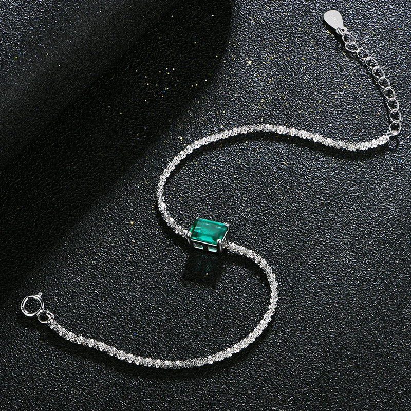 Sterling Silver Diamond Emerald Gemstone Bangle Charm Wedding Tennis Bracelet Fine Jewellery