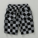 Linen Strip Plaid Shorts Summer Elastic Waist Comfortable Breathable Thin Premium Half Length Pants