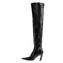 Western Women Boots Genuine Leather Heels Winter Shoes Ladies Long Chelsea Boot