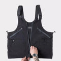 Retro Functional Style Vest Men Multi Pocket Workwear Sleeveless Vest Shoulder Bag Dual-use Jacket