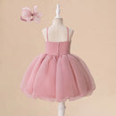 Flower Bud Girls Party Dress Off Shoulder Pearl Evening Elegant Pink Wedding Princess Dresses