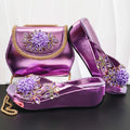 Women's Wedge heel Matching Shoe and Bag Set High Heel for Weddings and Parties