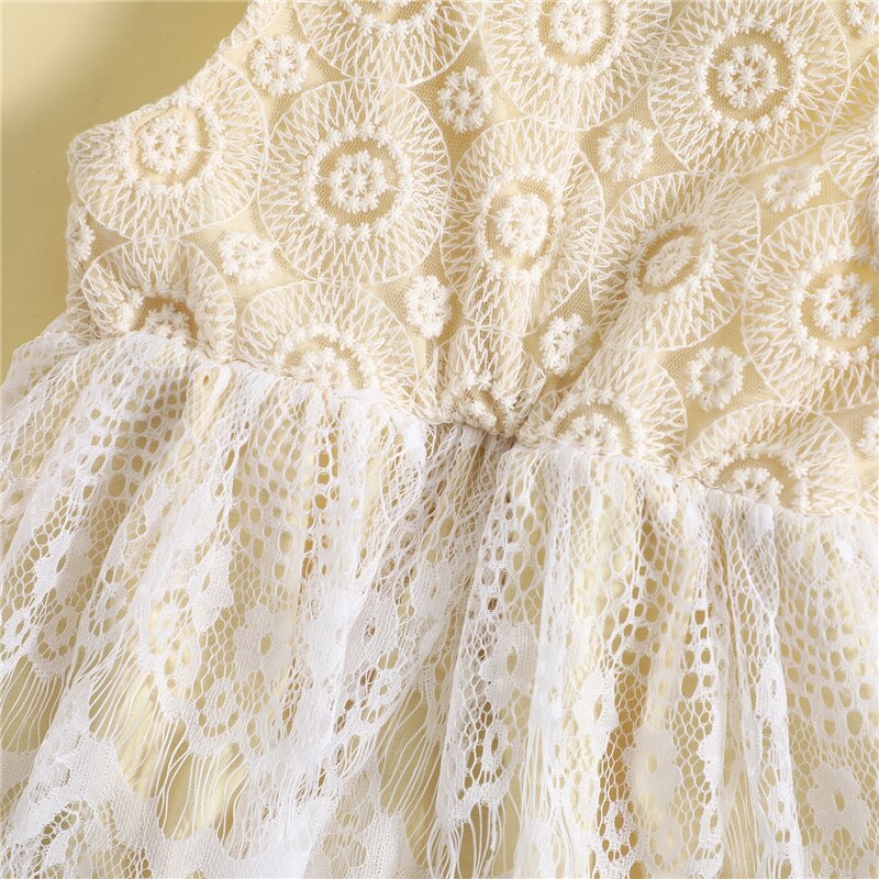 Toddler Newborn Baby Girls Summer Romper Dress Clothes Casual Floral Lace Cutout Sleeveless Jumpsuit Ruffle Playsuits