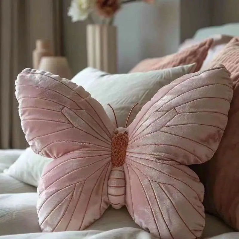 Rural Girl Heart Butterfly Pillow Cute Original Pillow Soft Pink Butterfly Pillow Bedhead Pillow