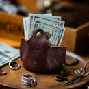 Retro Top Layer Leather Coin Purse Key Pouch Portable Wallet Hanging Loop Genuine Leather Earphone Organizer Pouch