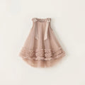 Summer Kids Girl Dress Big Satin Bow Strap Sleeveless Dress Princess Birthday Mesh Sundress