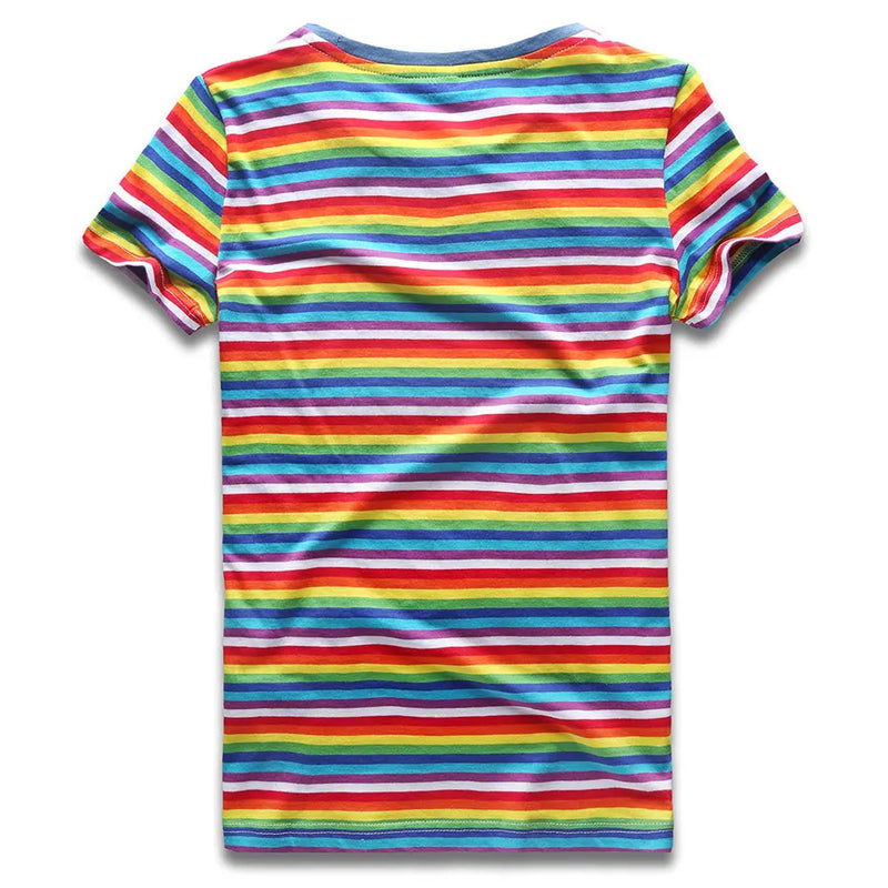 Striped for Women Round Shirts Short Sleeve Stripes Tees for Women Top Woman