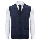 Men's V-Neck Knit Vest, Slim Fit Sleeveless Sweater Waistcoat, Solid Color Smart Casual Pullover for Fall and Winter
