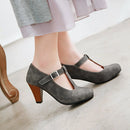 Women's T-Strap Round Toe Pumps, Elegant Dress Heels